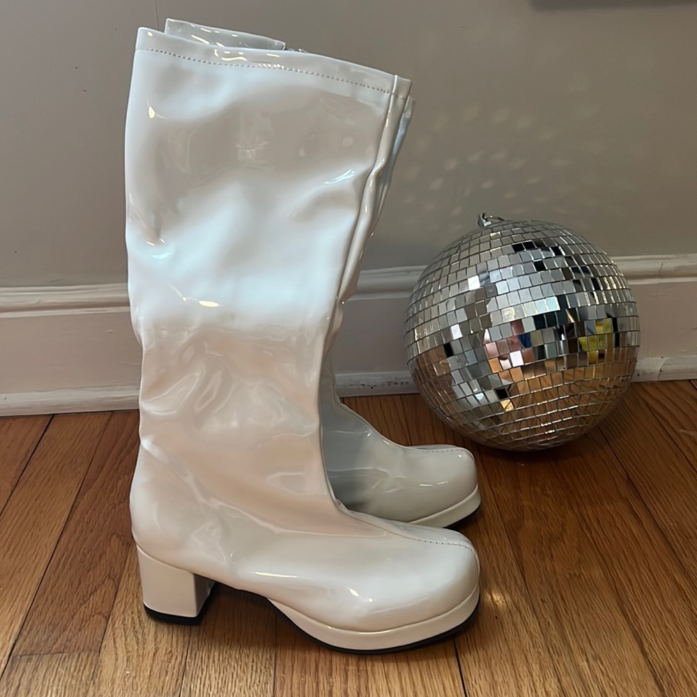 SOLD White Patent Leather Go Go Boots